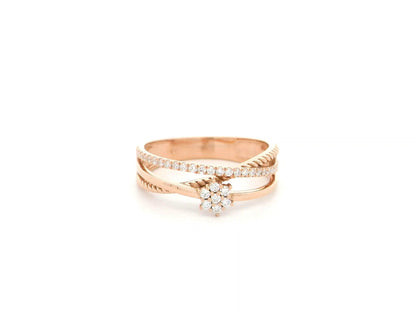 Diamond cluster crossover ring in 18K rose gold by Emirates Diamonds