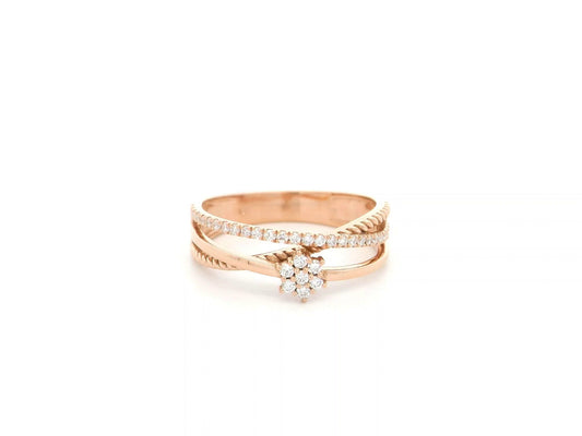 Diamond cluster crossover ring in 18K rose gold by Emirates Diamonds
