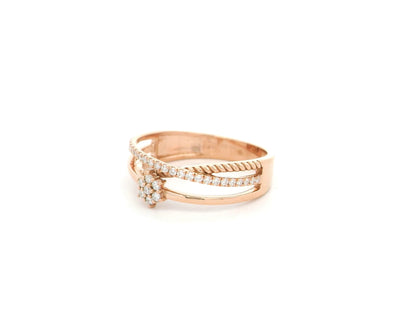Diamond cluster crossover ring in 18K rose gold by Emirates Diamonds