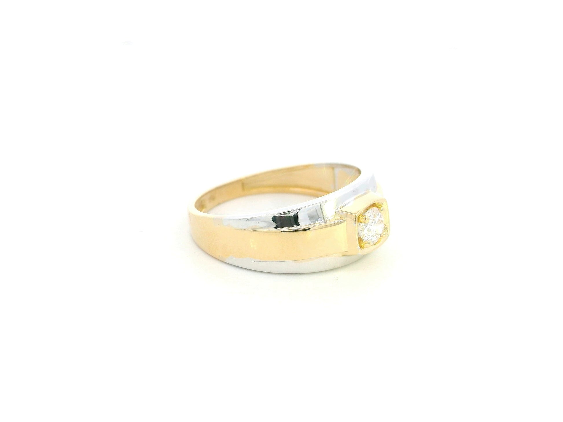 Men’s diamond ring 0.30 carat in 18K two-tone yellow and white gold by Emirates Diamonds