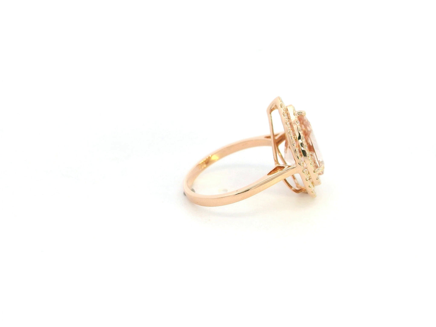 Pear morganite double halo diamond ring in 18K rose gold – Emirates Diamonds