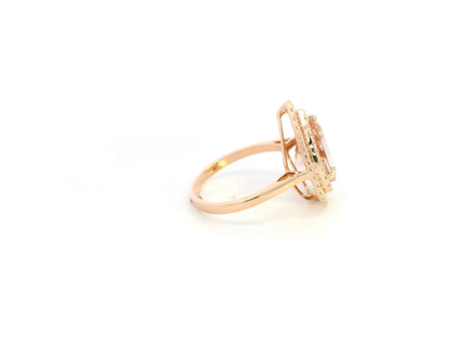 Pear morganite double halo diamond ring in 18K rose gold – Emirates Diamonds