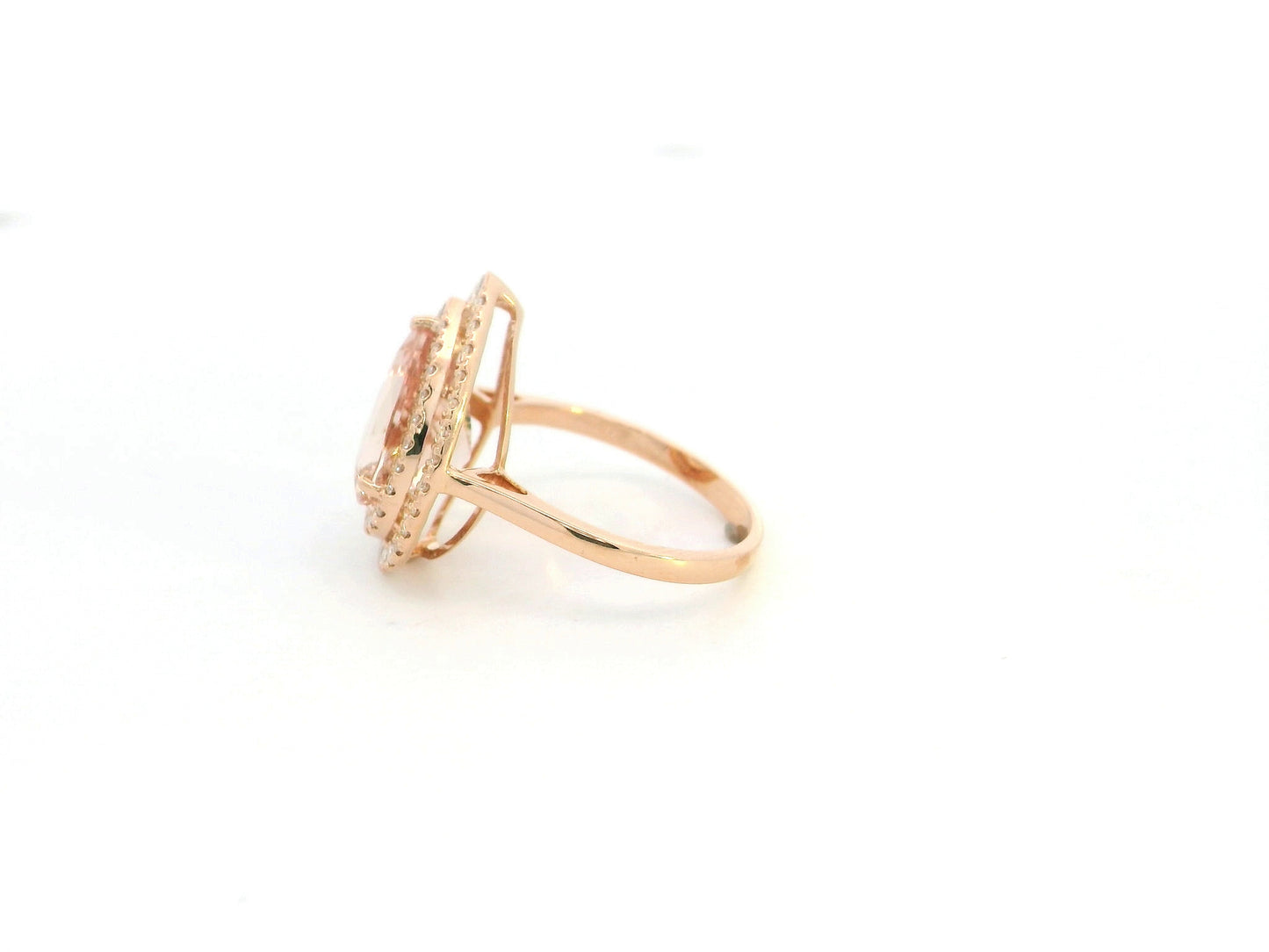 Pear morganite double halo diamond ring in 18K rose gold – Emirates Diamonds
