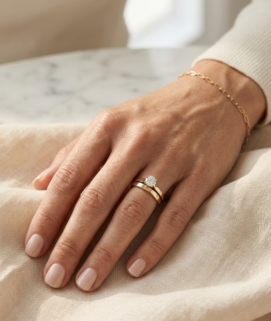 Diamond bridal ring set in 18K yellow gold with 0.51 carat IGI certified solitaire diamond – Emirates Diamonds