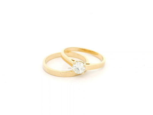 Diamond bridal ring set in 18K yellow gold with 0.51 carat IGI certified solitaire diamond – Emirates Diamonds