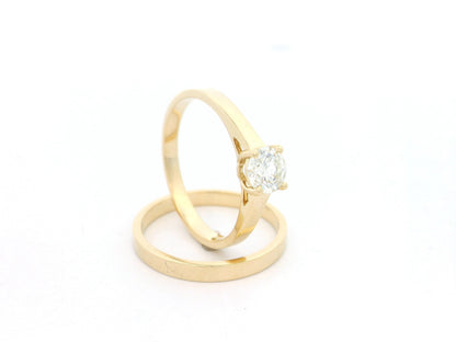 Diamond bridal ring set in 18K yellow gold with 0.51 carat IGI certified solitaire diamond – Emirates Diamonds