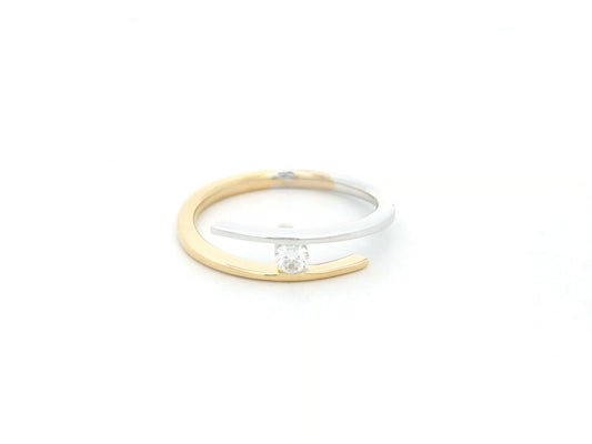 Two-tone diamond open wrap ring in 18K yellow and white gold with round diamond