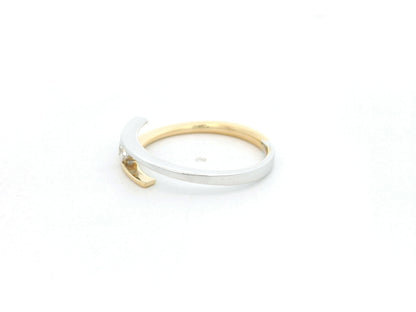 Two-tone diamond open wrap ring in 18K yellow and white gold with round diamond