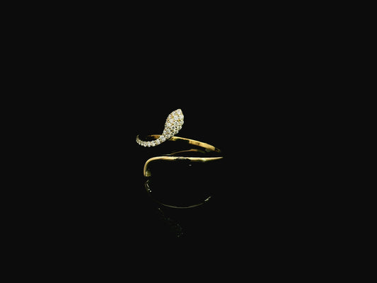 18K yellow gold open wrap diamond ring with curved minimalist design