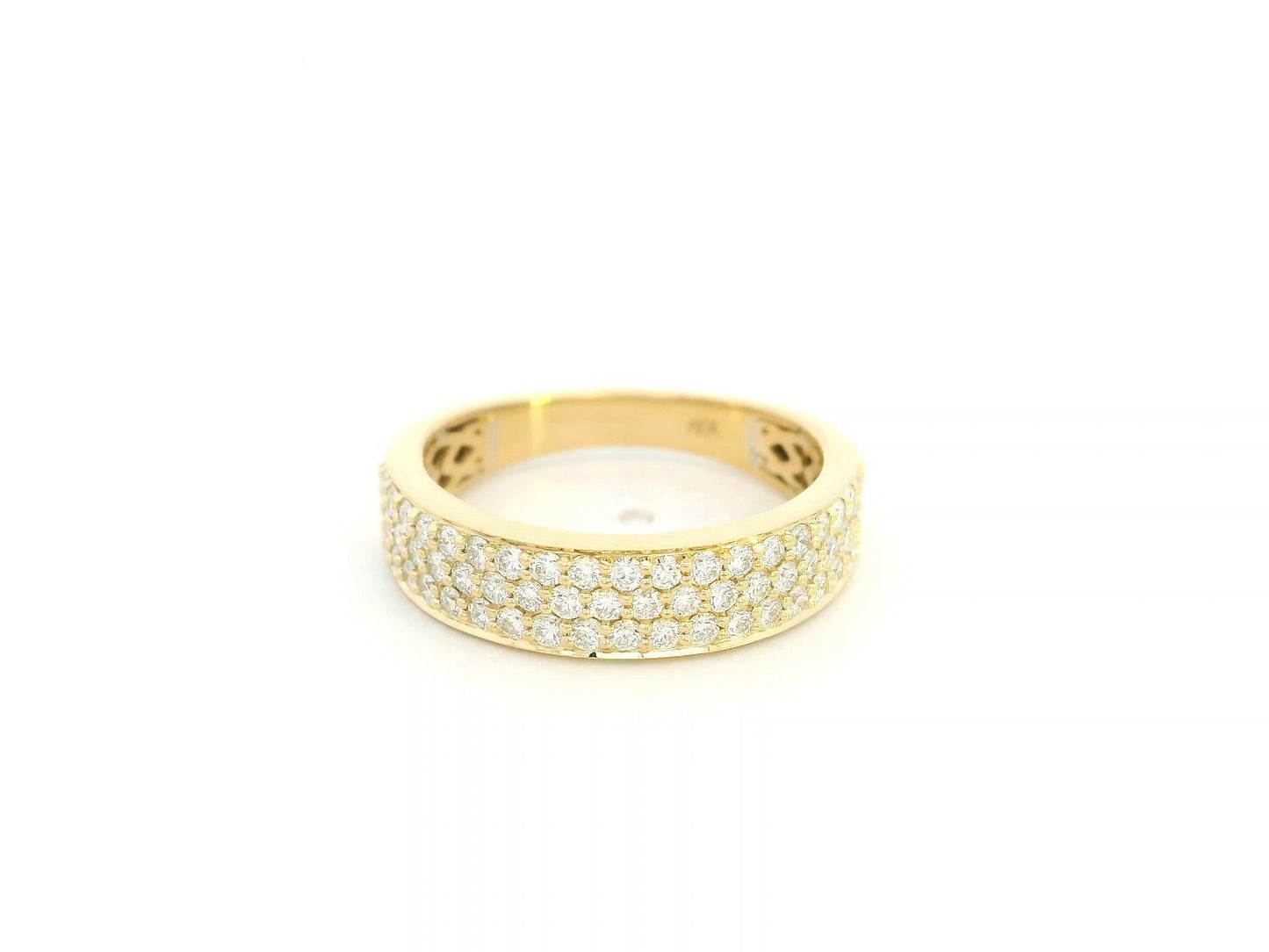 Diamond pave band ring in 18K yellow gold with multi-row diamonds