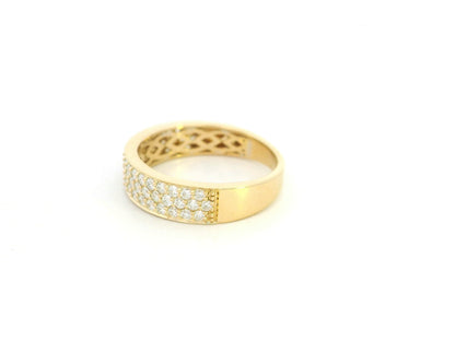 Diamond pave band ring in 18K yellow gold with multi-row diamonds