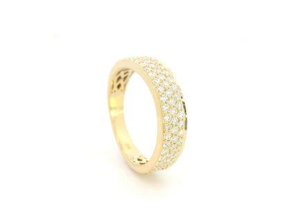 Diamond pave band ring in 18K yellow gold with multi-row diamonds