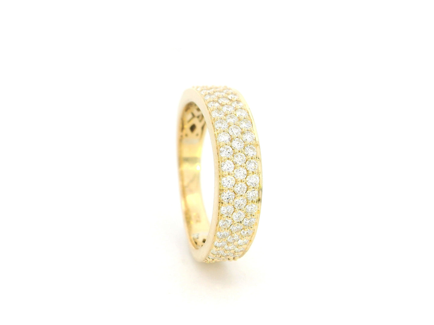 Diamond pave band ring in 18K yellow gold with multi-row diamonds