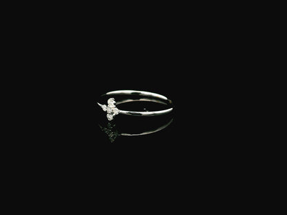 Dainty diamond floral cluster ring in 18K white gold minimal design