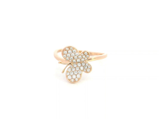 Pavé diamond butterfly ring in 18K rose gold delicate feminine design