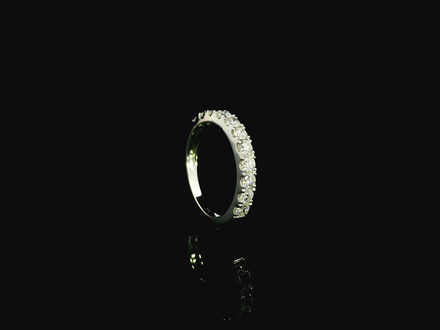 Half eternity diamond band ring in 18K white gold by Emirates Diamonds