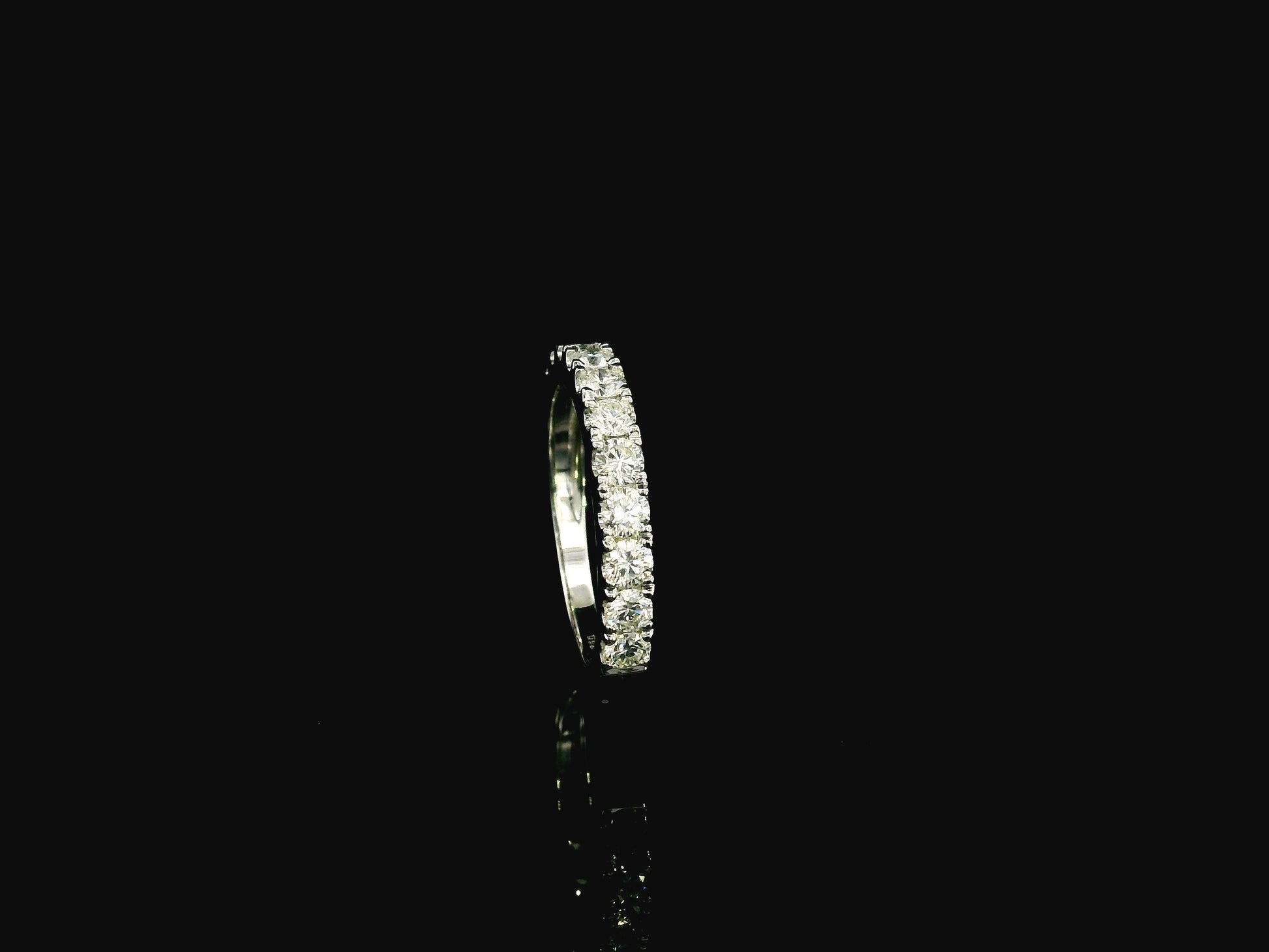 Half eternity diamond band ring in 18K white gold by Emirates Diamonds