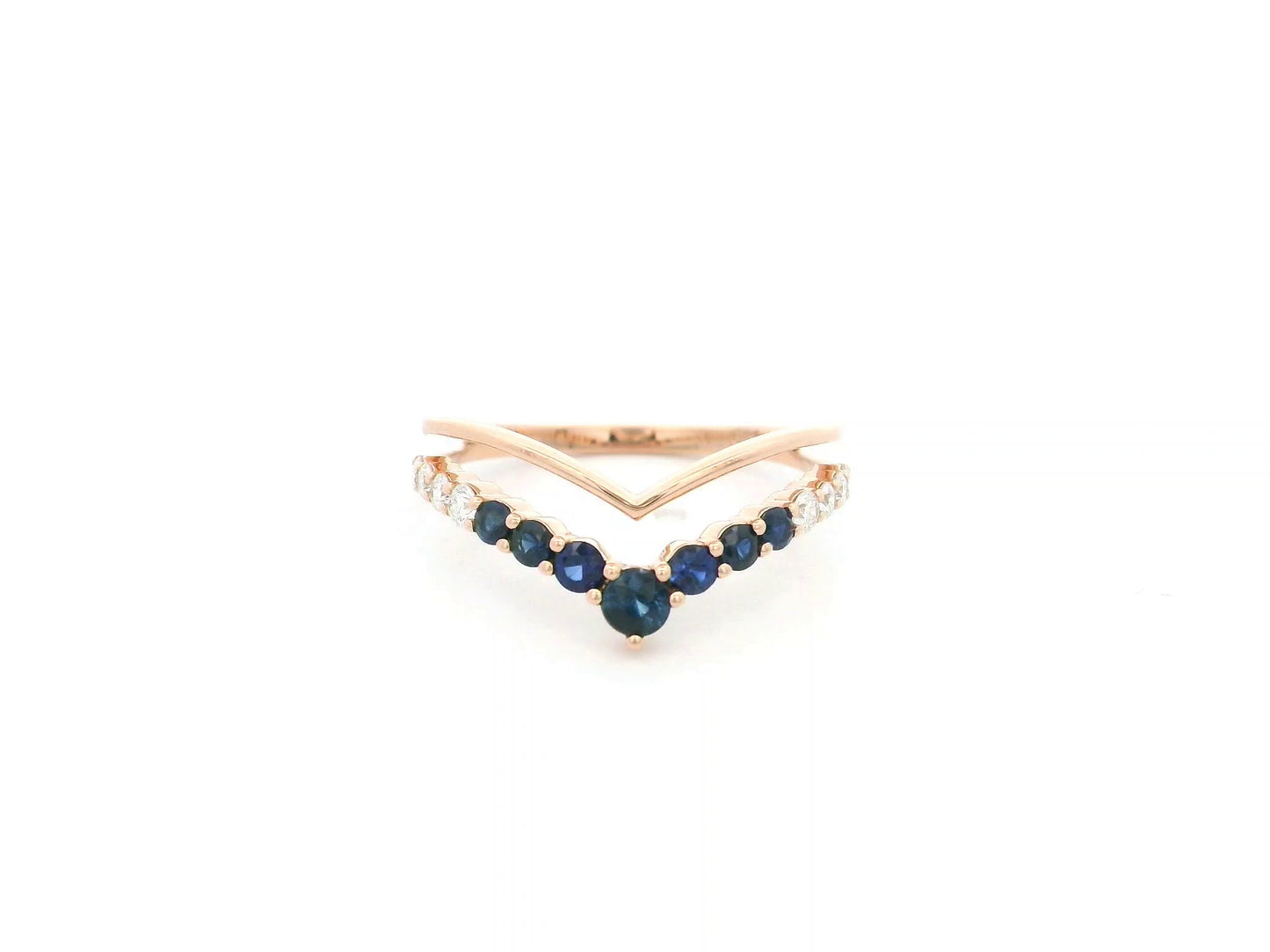 Sapphire and diamond chevron ring in 18K rose gold Emirates Diamonds
