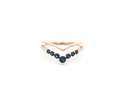 Sapphire and diamond chevron ring in 18K rose gold Emirates Diamonds