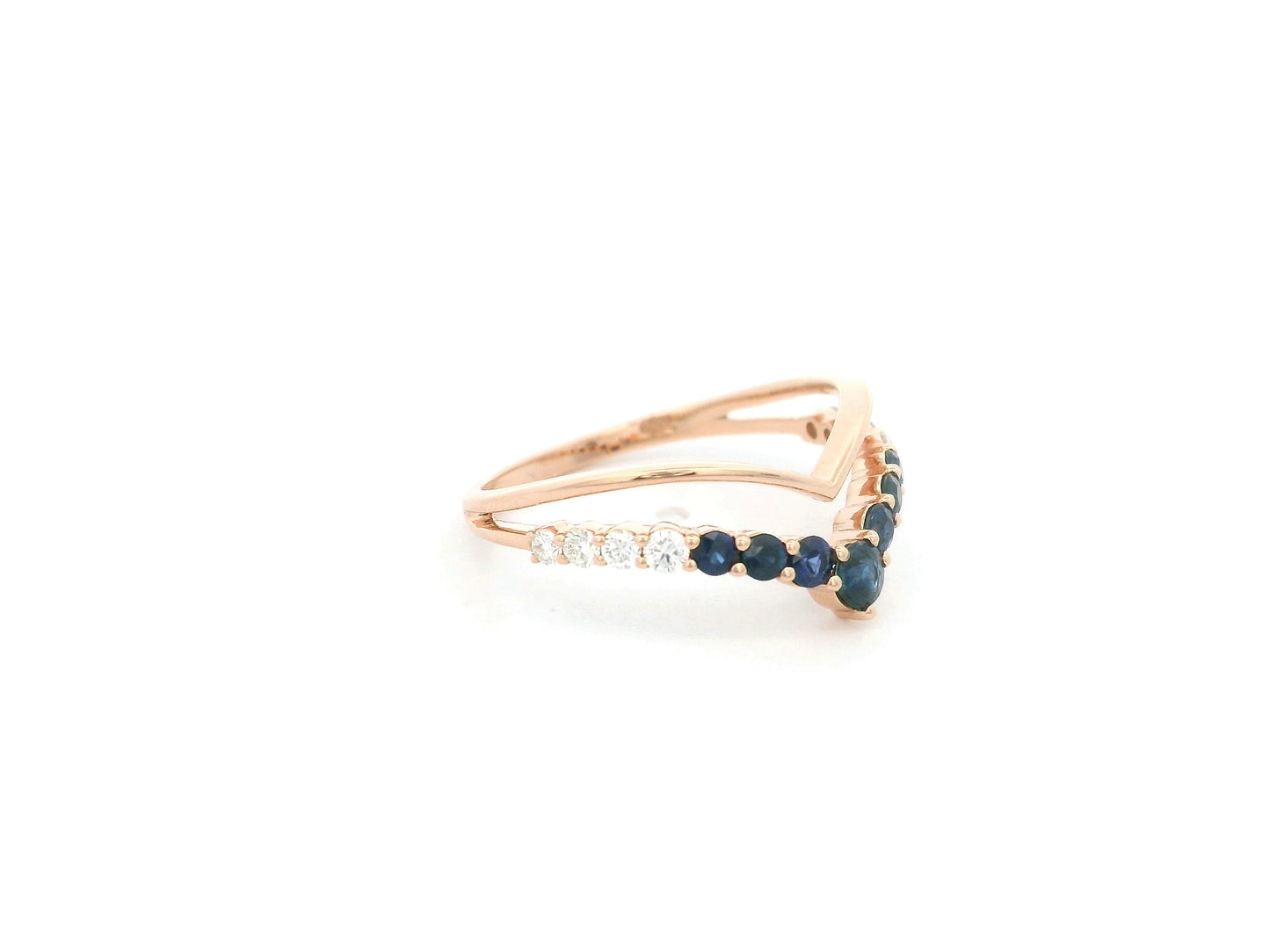 Sapphire and diamond chevron ring in 18K rose gold Emirates Diamonds