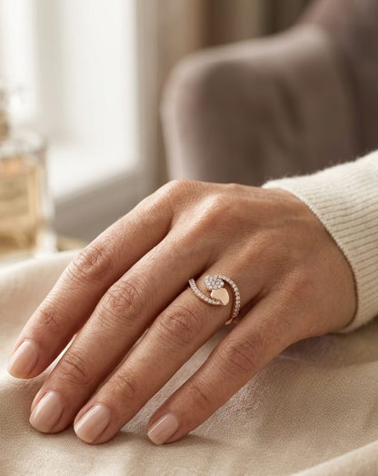 Diamond heart wrap ring in 18K rose gold Emirates Diamonds