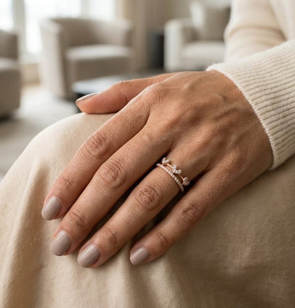 Triple heart diamond ring in 18K rose gold Emirates Diamonds
