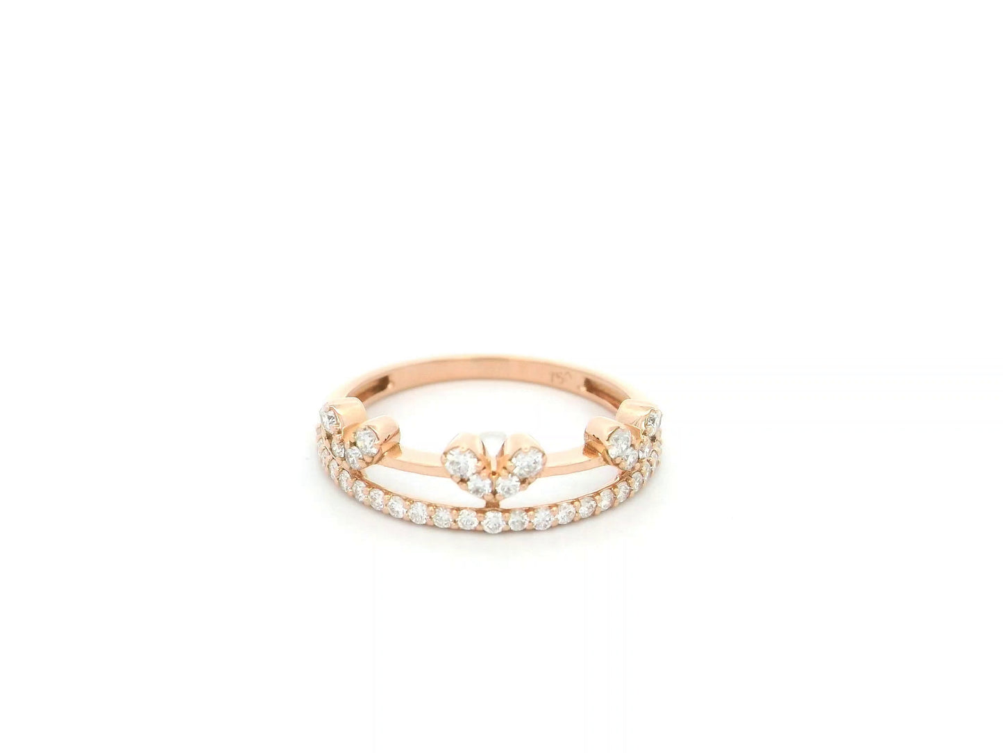 Triple heart diamond ring in 18K rose gold Emirates Diamonds