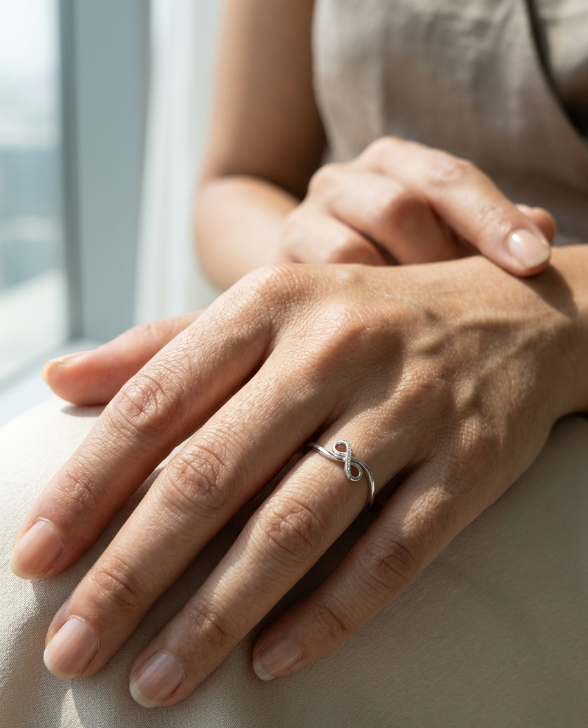 18K white gold infinity diamond ring minimalist design 0.01 carat – Emirates Diamonds