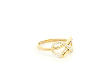 18K yellow gold diamond infinity crossover ring with pavé diamonds, 0.20 carat elegant design – Emirates Diamonds
