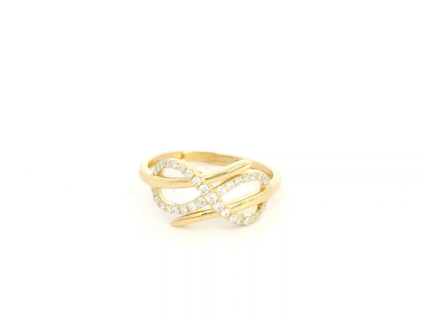 18K yellow gold diamond infinity crossover ring with pavé diamonds, 0.20 carat elegant design – Emirates Diamonds