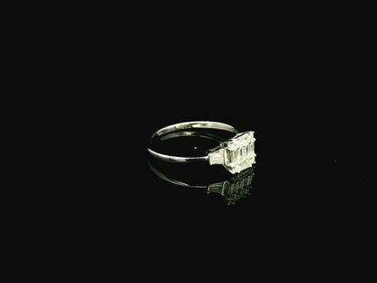18K white gold ring with round and baguette diamonds 0.30 carat by Emirates Diamonds