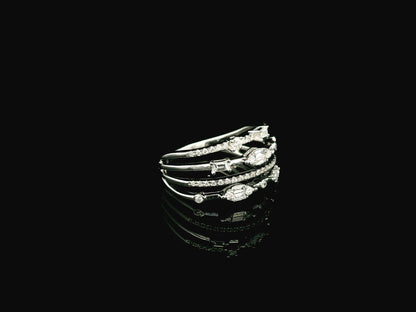 18K white gold diamond stacking ring 0.47 carat round and baguette diamonds – Emirates Diamonds