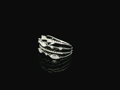 18K white gold diamond stacking ring 0.47 carat round and baguette diamonds – Emirates Diamonds