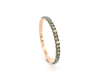 Champagne diamond half eternity ring in 18K rose gold slim pavé band