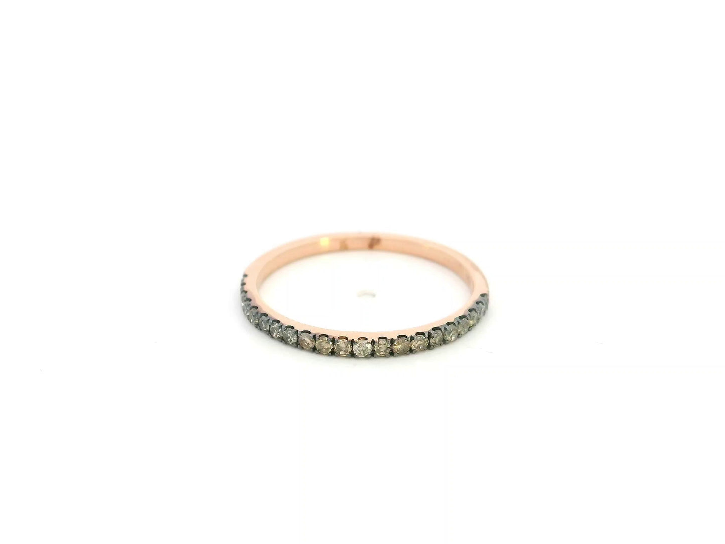 Champagne diamond half eternity ring in 18K rose gold slim pavé band