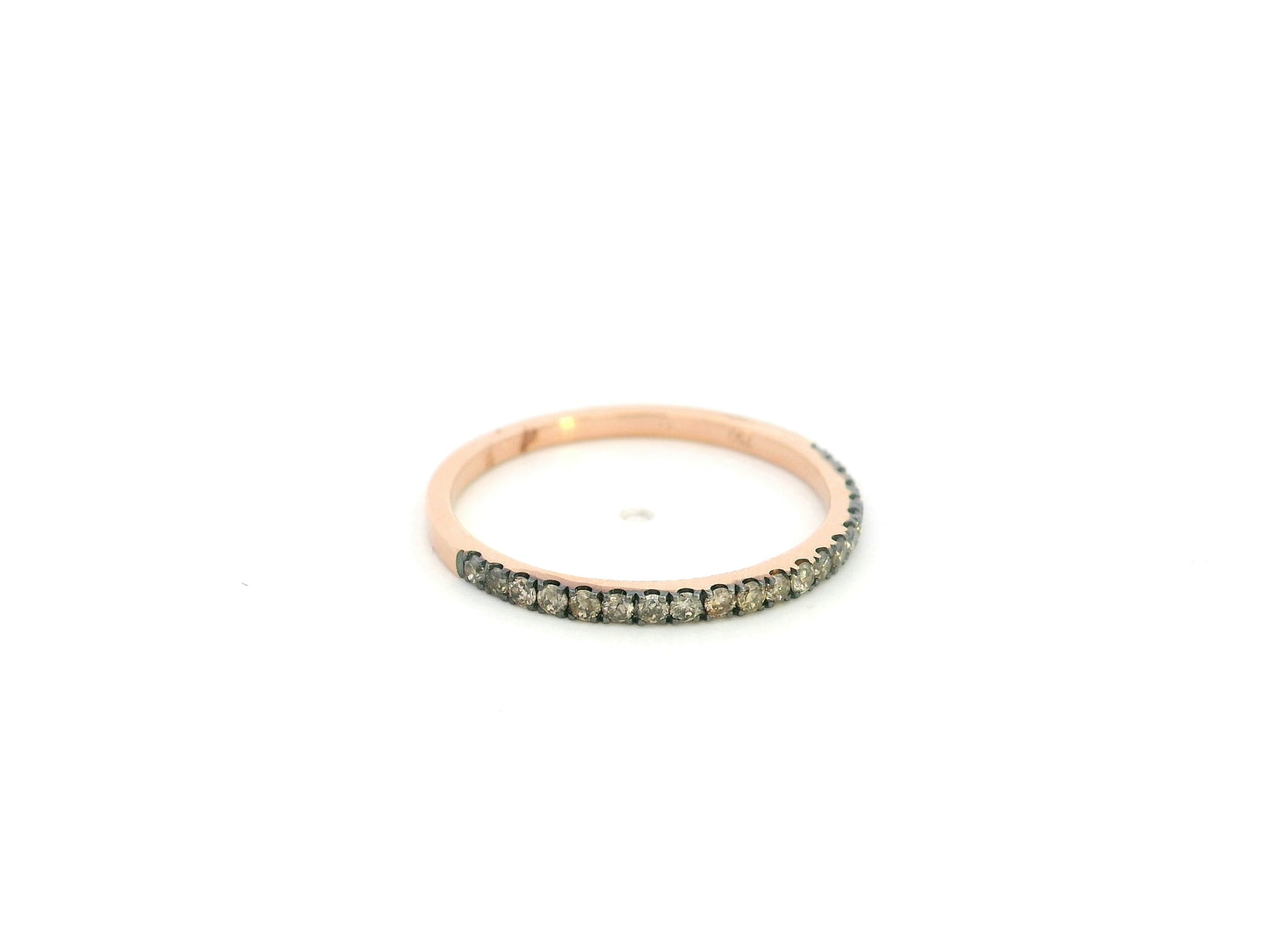 Champagne diamond half eternity ring in 18K rose gold slim pavé band