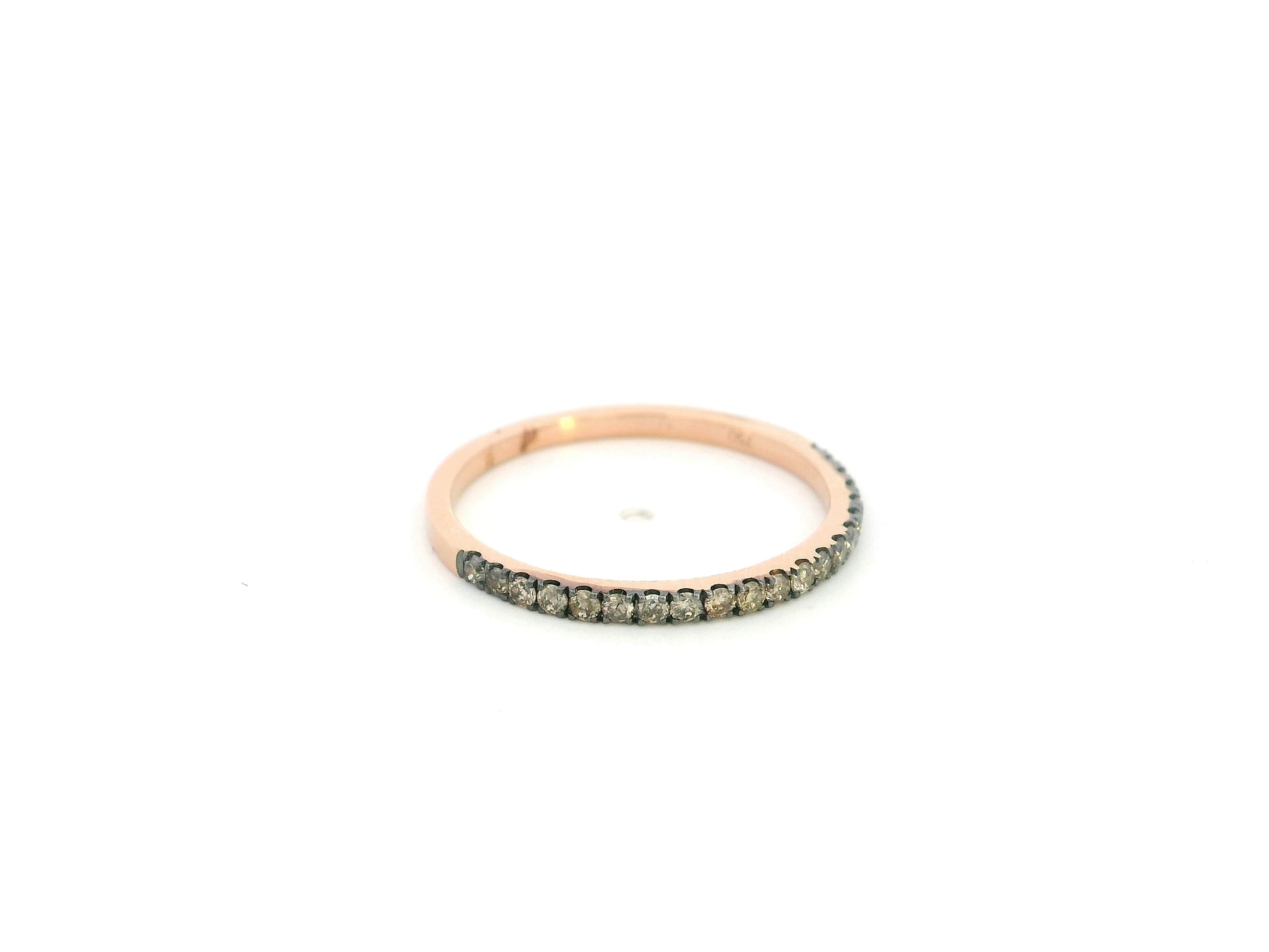 Champagne diamond half eternity ring in 18K rose gold slim pavé band