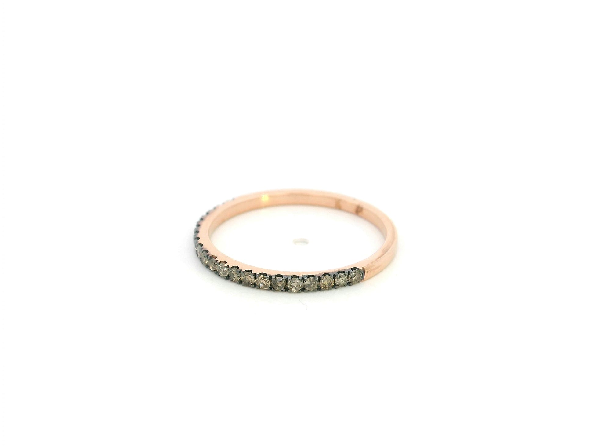 Champagne diamond half eternity ring in 18K rose gold slim pavé band