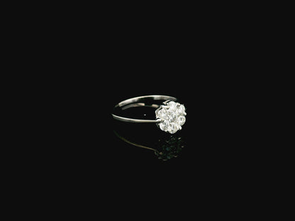18K white gold diamond cluster ring with 0.61 carat round brilliant diamonds by Emirates Diamonds