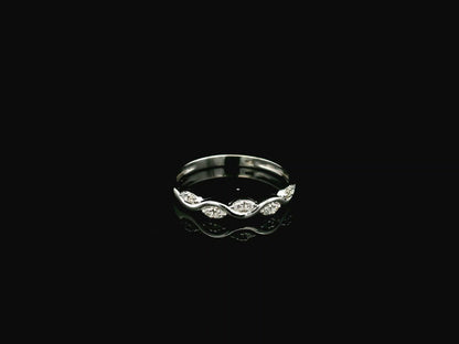 Diamond wave band ring in 18K white gold curved stacking ring design