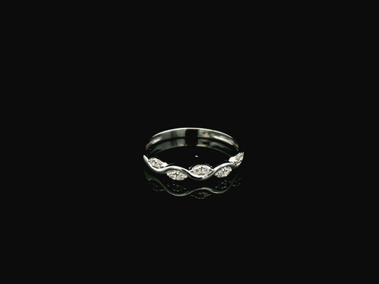 Diamond wave band ring in 18K white gold curved stacking ring design