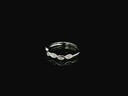 Diamond wave band ring in 18K white gold curved stacking ring design