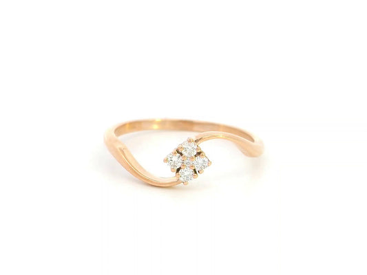 Diamond cluster wave ring in 18K rose gold