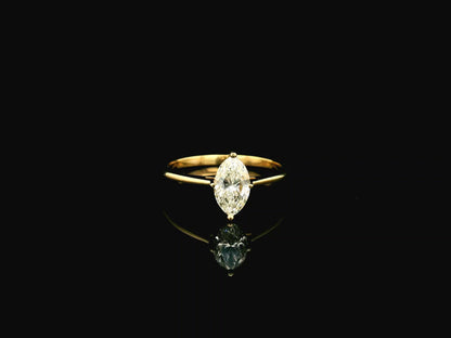 1.01 carat marquise diamond solitaire ring in 18K yellow gold IGI certified VS1 diamond