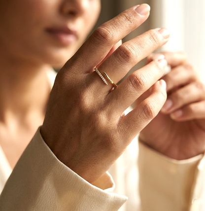 Diamond open wrap ring in 18K yellow gold