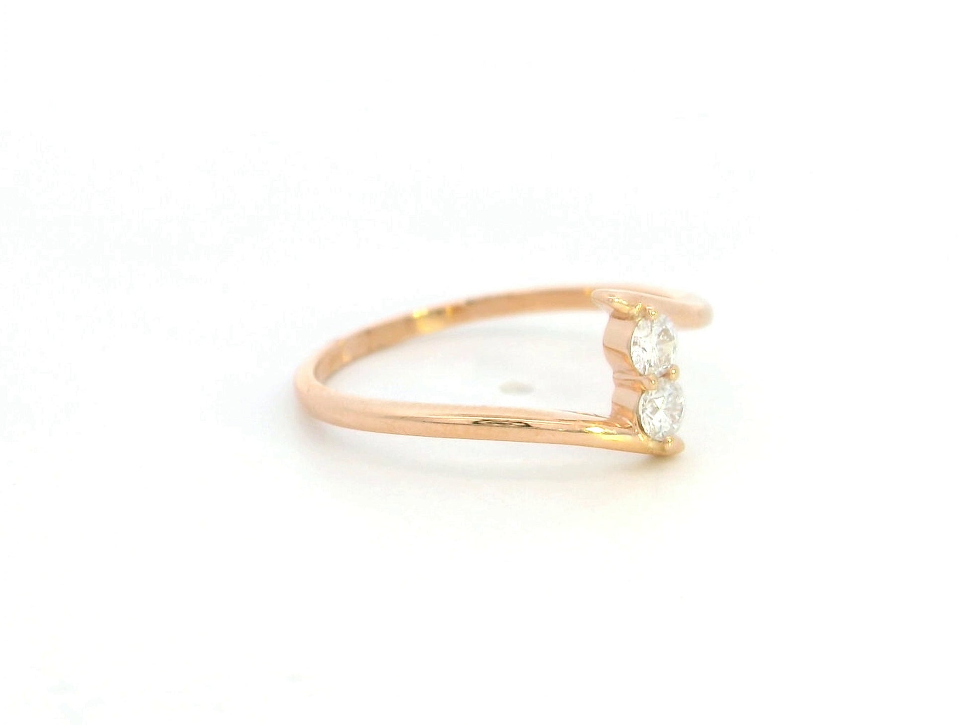 Diamond open bypass ring in 18K rose gold