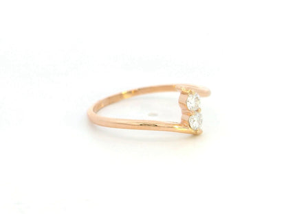 Diamond open bypass ring in 18K rose gold