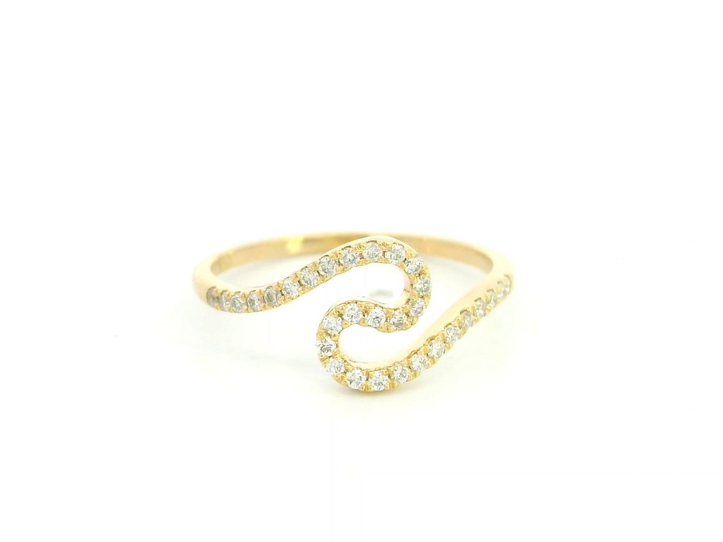 Diamond swirl open ring in 18K yellow gold