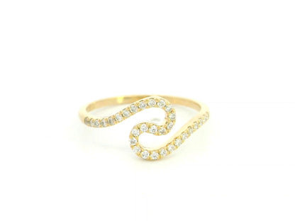Diamond swirl open ring in 18K yellow gold