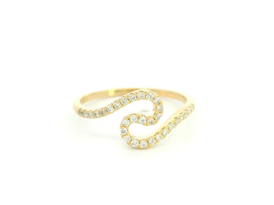 Diamond swirl open ring in 18K yellow gold